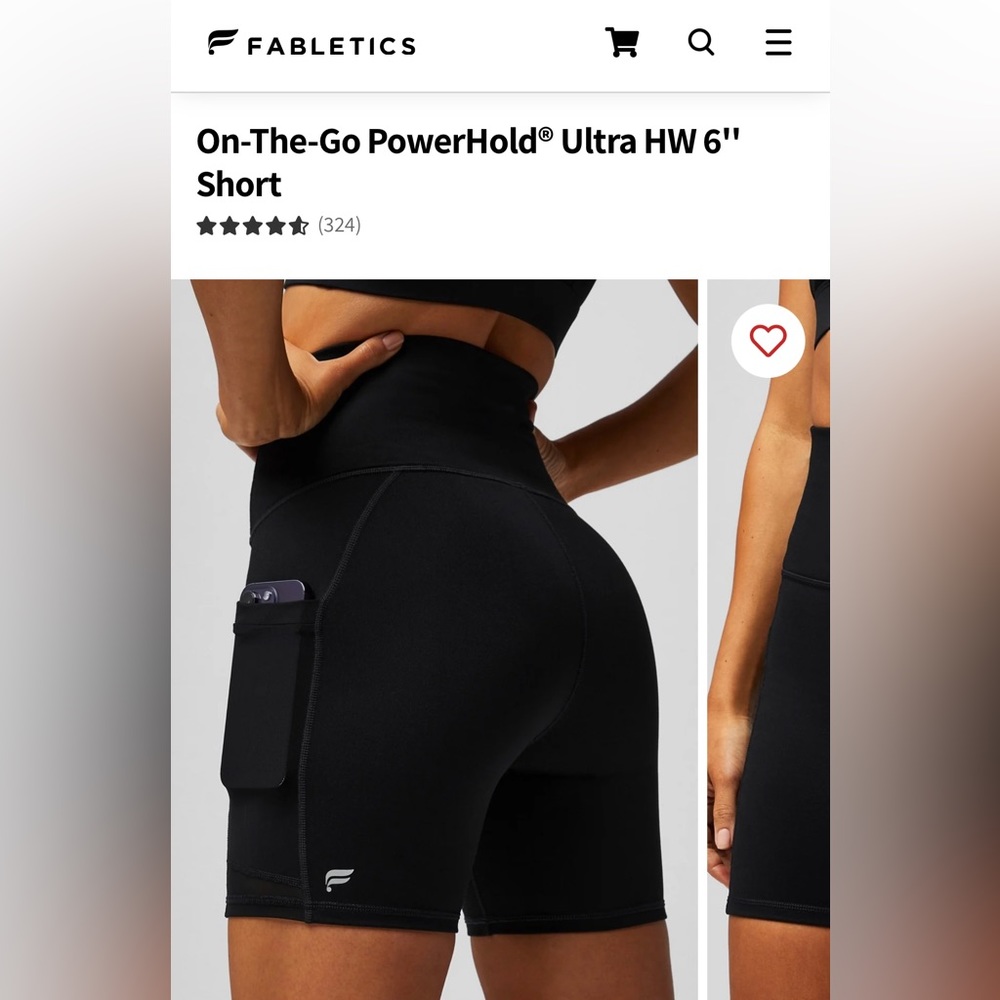 Fabletics power hold biker shorts with side pockets